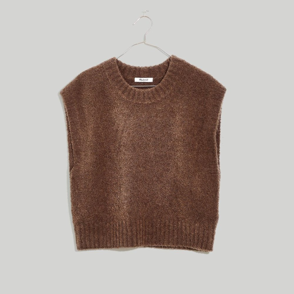 BRAND NEW Madewell Brown Boucle Sweater Vest